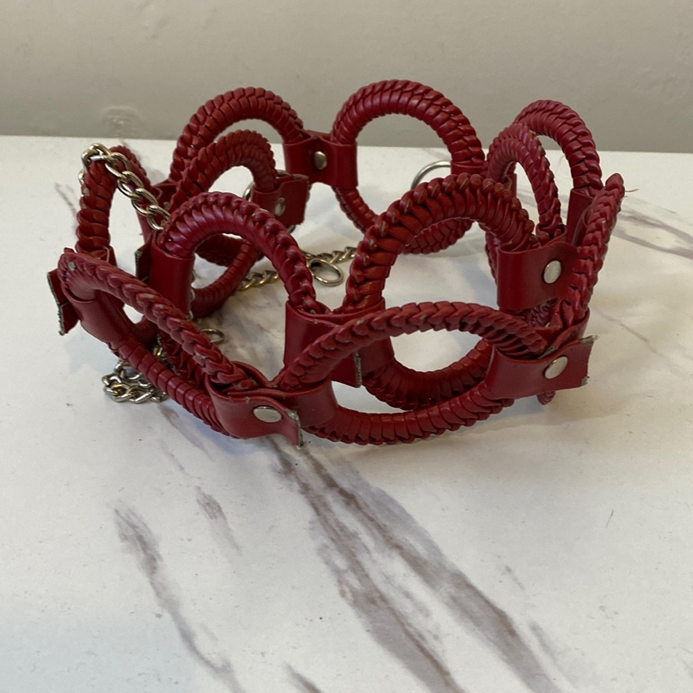 Ashley Stewart Dark Red Hollow Chained Belt